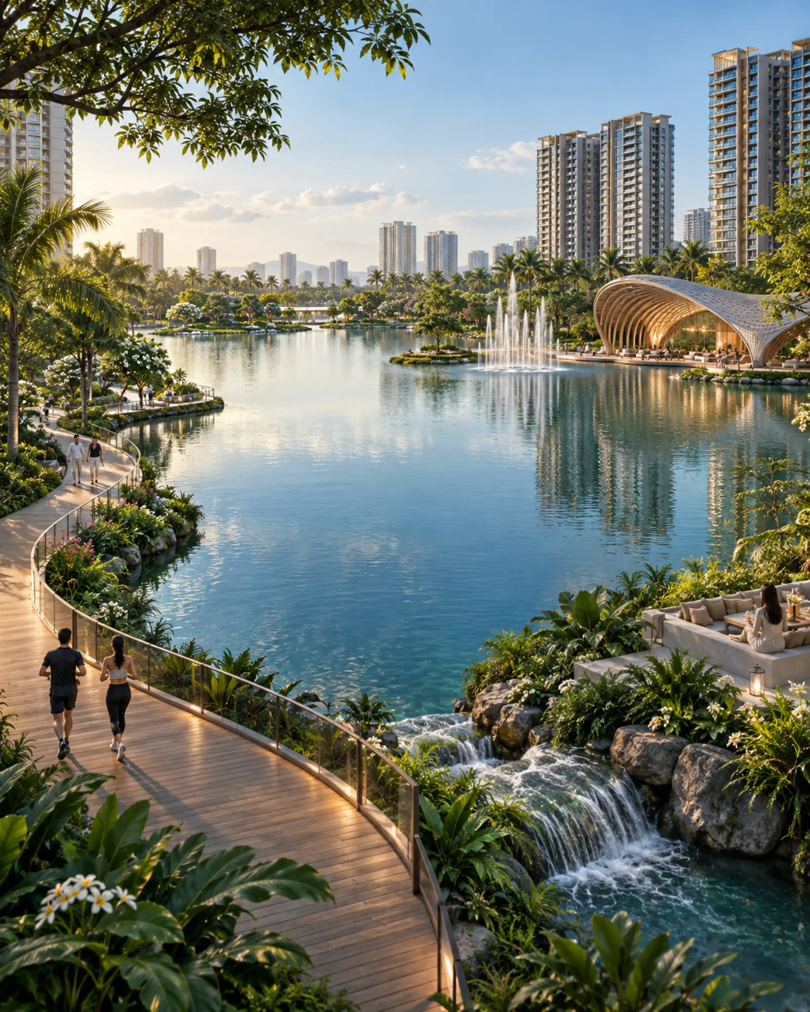 Buổi chiều tại hồ cảnh quan trung tâm