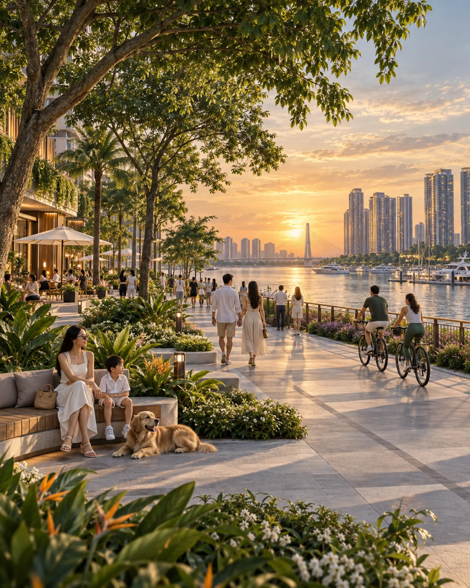Buổi sáng tại công viên ven sông